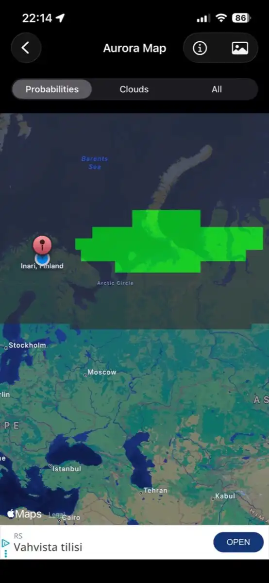 ちょっと近づくオーロラ