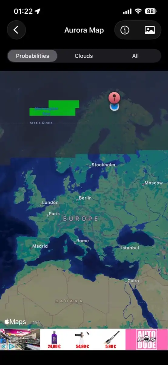 過ぎ去ってしまったオーロラの波